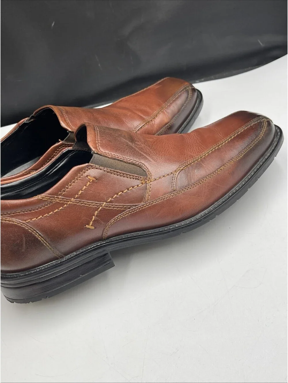 Nunn Bush Mens Brown Leather Slip On Loafers Comfort Gel Dress Shoes Size 10.5M